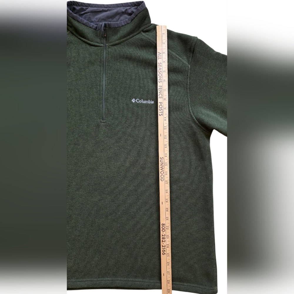 Columbia XL Dark Green Quarter Zip Heavy Fleece Pullover Sweater Extra Large - Picture 5 of 7
